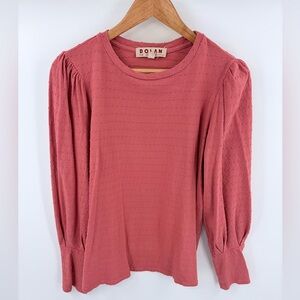 Dolan women’s dusty pink Swiss dot puff long sleeve top preppy chic size S